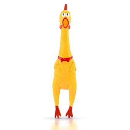 Squeaky Chicken Dog Toy, 17cm Rubber Chew Toy by HitMyNeed