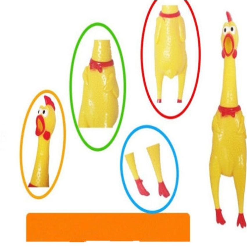 Squeaky Chicken Dog Toy, 17cm Rubber Chew Toy by HitMyNeed