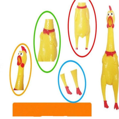 Squeaky Chicken Dog Toy, 17cm Rubber Chew Toy by HitMyNeed