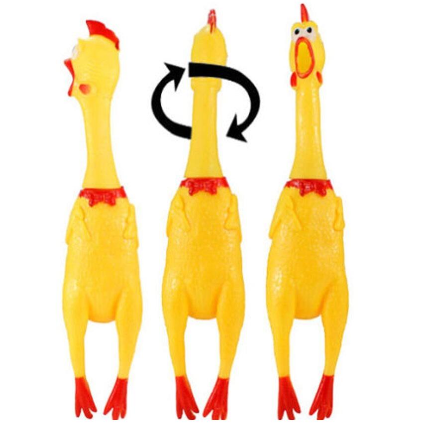 Squeaky Chicken Dog Toy, 17cm Rubber Chew Toy by HitMyNeed
