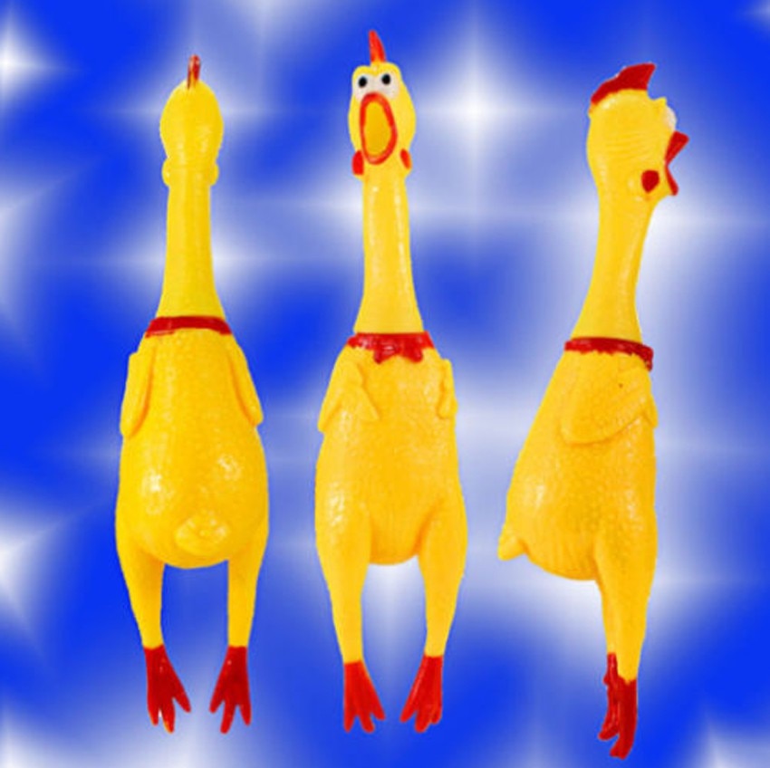 Squeaky Chicken Dog Toy, 17cm Rubber Chew Toy by HitMyNeed