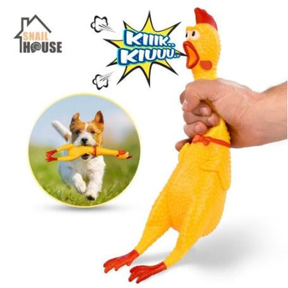 Squeaky Chicken Dog Toy, 17cm Rubber Chew Toy by HitMyNeed