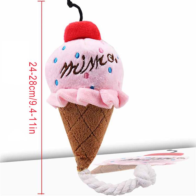 Squeaky Plush Ice Cream Dog Toy with Rope by HitMyNeed
