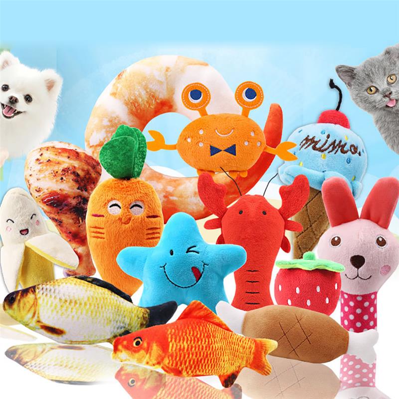 Squeaky Plush Ice Cream Dog Toy with Rope by HitMyNeed