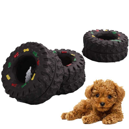 Squeaky Rubber Tire Dog Chew Toy by HitMyNeed