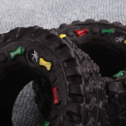 Squeaky Rubber Tire Dog Chew Toy by HitMyNeed