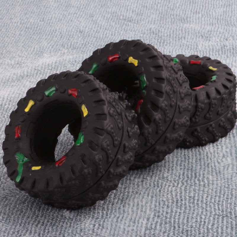 Squeaky Rubber Tire Dog Chew Toy by HitMyNeed