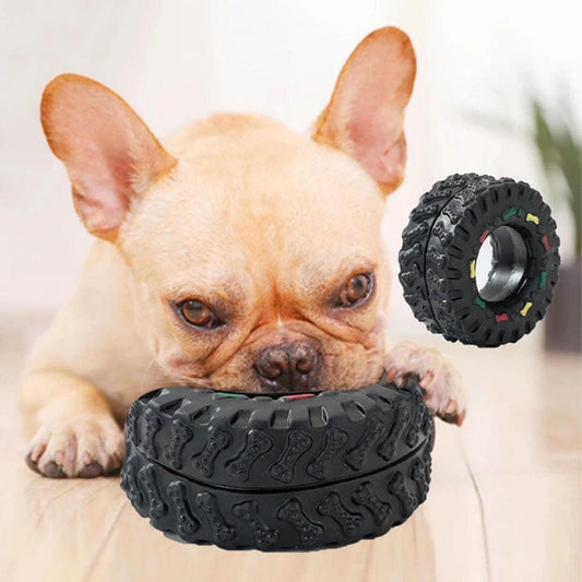 Squeaky Rubber Tire Dog Toy for Dental Health by HitMyNeed