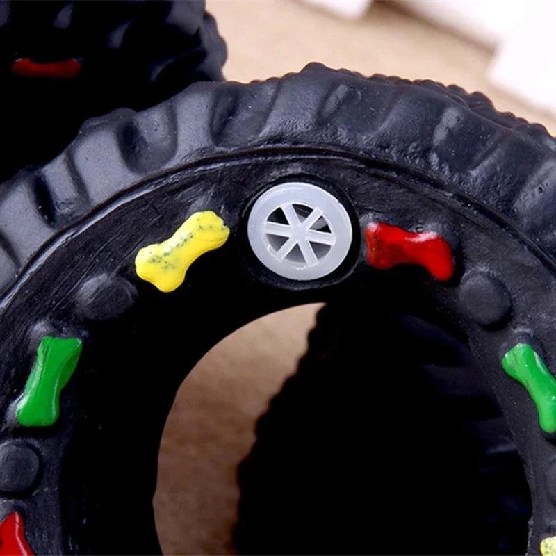 Squeaky Rubber Tire Dog Toy for Dental Health by HitMyNeed