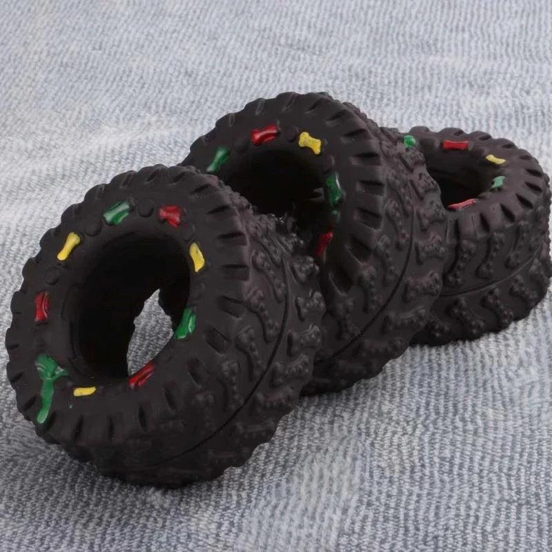 Squeaky Rubber Tire Dog Toy for Dental Health by HitMyNeed