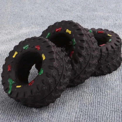 Squeaky Rubber Tire Dog Toy for Dental Health by HitMyNeed