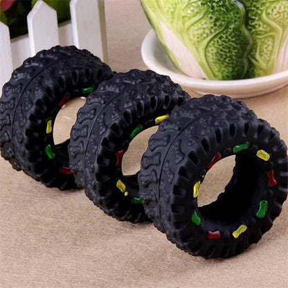 Squeaky Rubber Tire Dog Toy for Dental Health by HitMyNeed