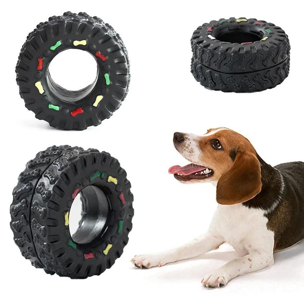 Squeaky Rubber Tire Dog Toy for Dental Health by HitMyNeed