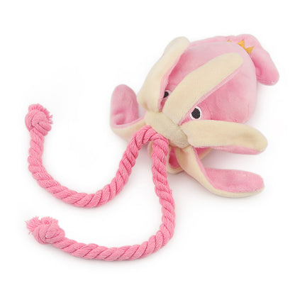 Squeaky Soft Squid Dog Plush Toy with Rope by HitMyNeed