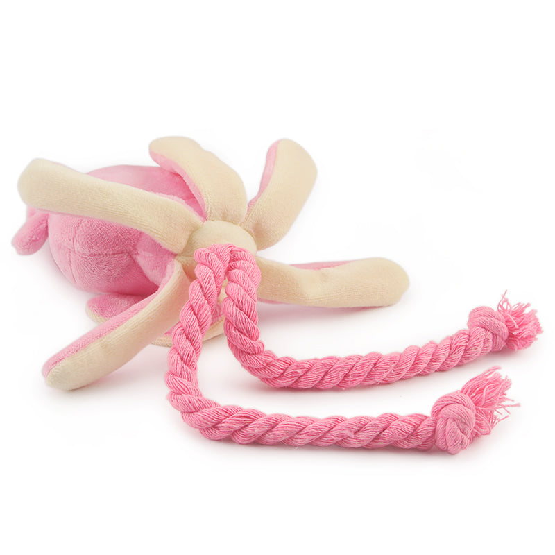 Squeaky Soft Squid Dog Plush Toy with Rope by HitMyNeed