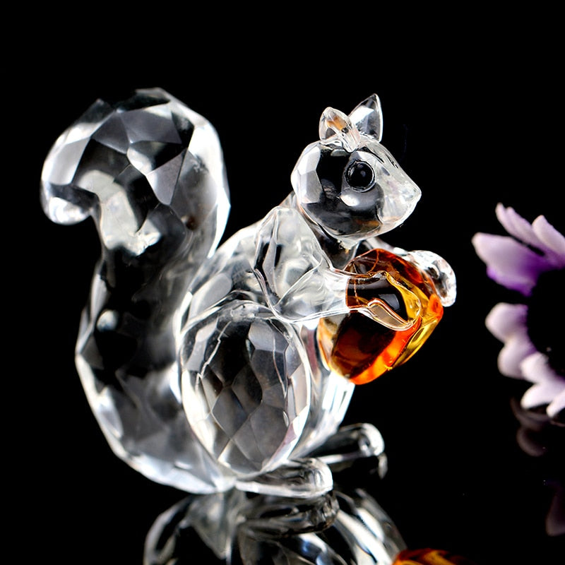 Squirrel Crystal Paperweight Ornament 5cm by HitMyNeed