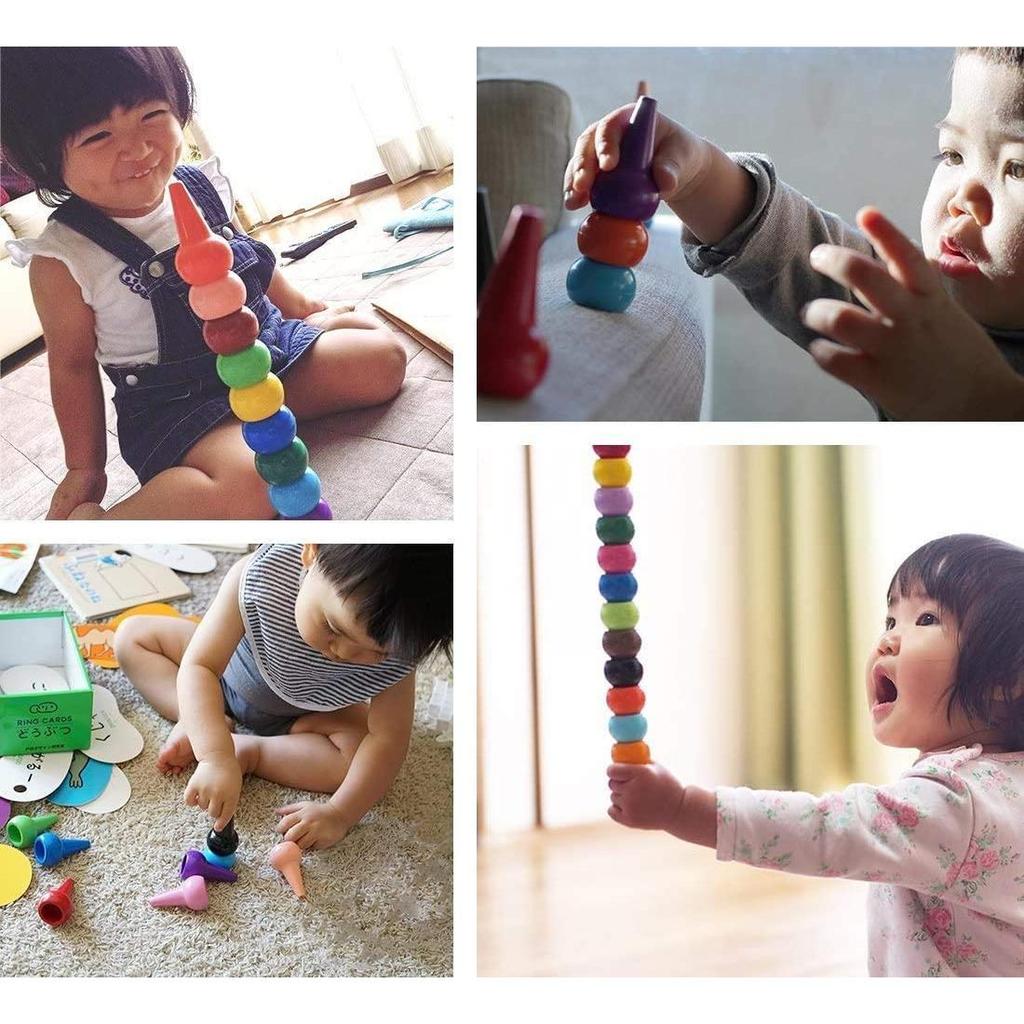 Stackable Finger Crayons for Kids (12 Pieces) by HitMyNeed