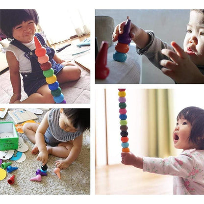 Stackable Finger Crayons for Kids (12 Pieces) by HitMyNeed