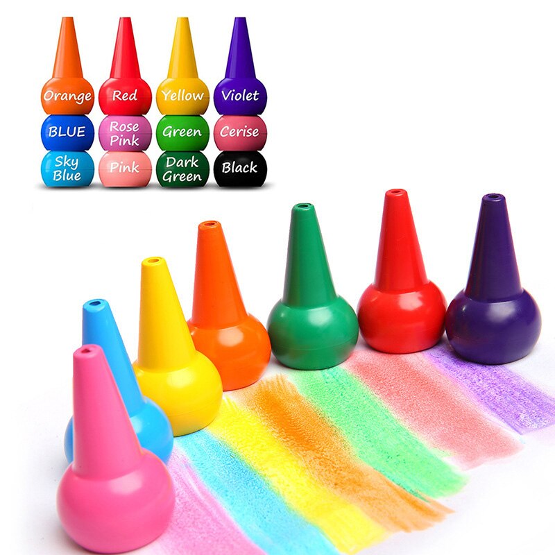 Stackable Finger Crayons for Kids (12 Pieces) by HitMyNeed