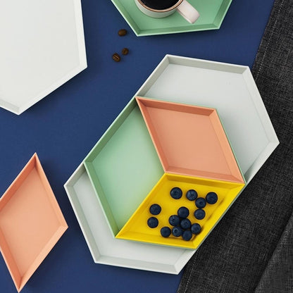 Stackable Geometric Snack Tray Set (4 Pieces) by HitMyNeed