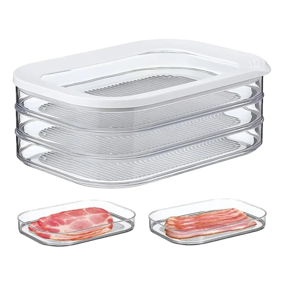 Stackable Meat Container for Fridge with Lid by HitMyNeed