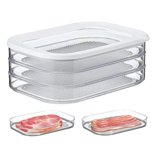 Stackable Meat Container for Fridge with Lid by HitMyNeed