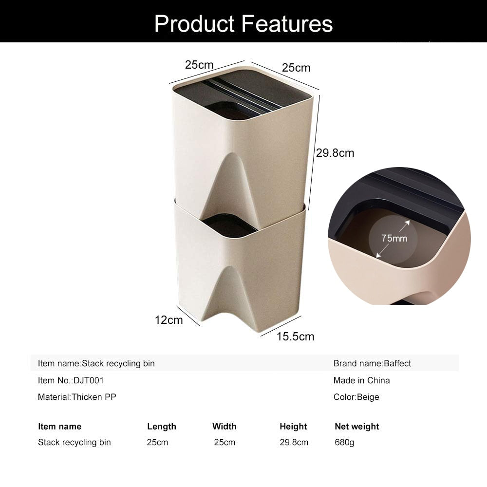 Stackable Recycling Bin Layer - 15L Space-Saving Can by HitMyNeed