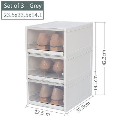 Stackable Shoe Storage Boxes Set of 3 by HitMyNeed