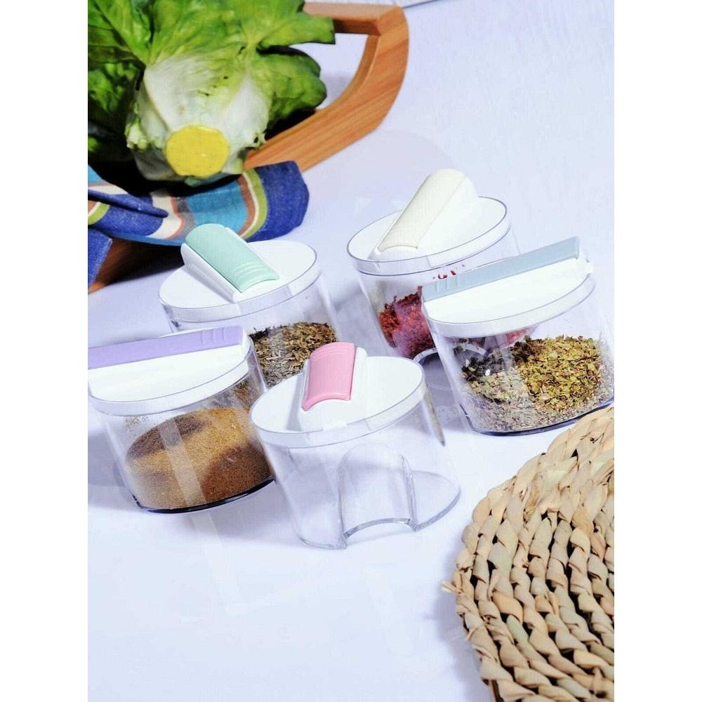 Stackable Spice Jars Set of 5 with Sliding Lids by HitMyNeed