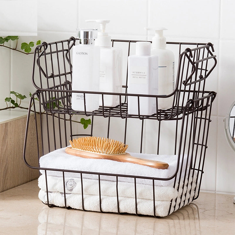 Stackable Two-Layer Wire Basket Organizer Set by HitMyNeed