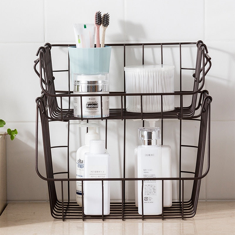 Stackable Two-Layer Wire Basket Organizer Set by HitMyNeed
