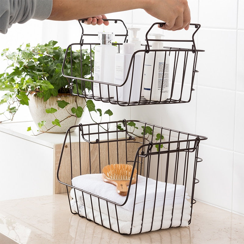Stackable Two-Layer Wire Basket Organizer Set by HitMyNeed