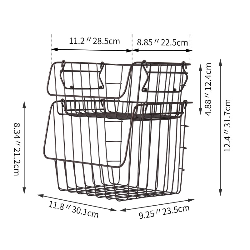 Stackable Two-Layer Wire Basket Organizer Set by HitMyNeed