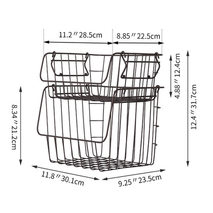 Stackable Two-Layer Wire Basket Organizer Set by HitMyNeed