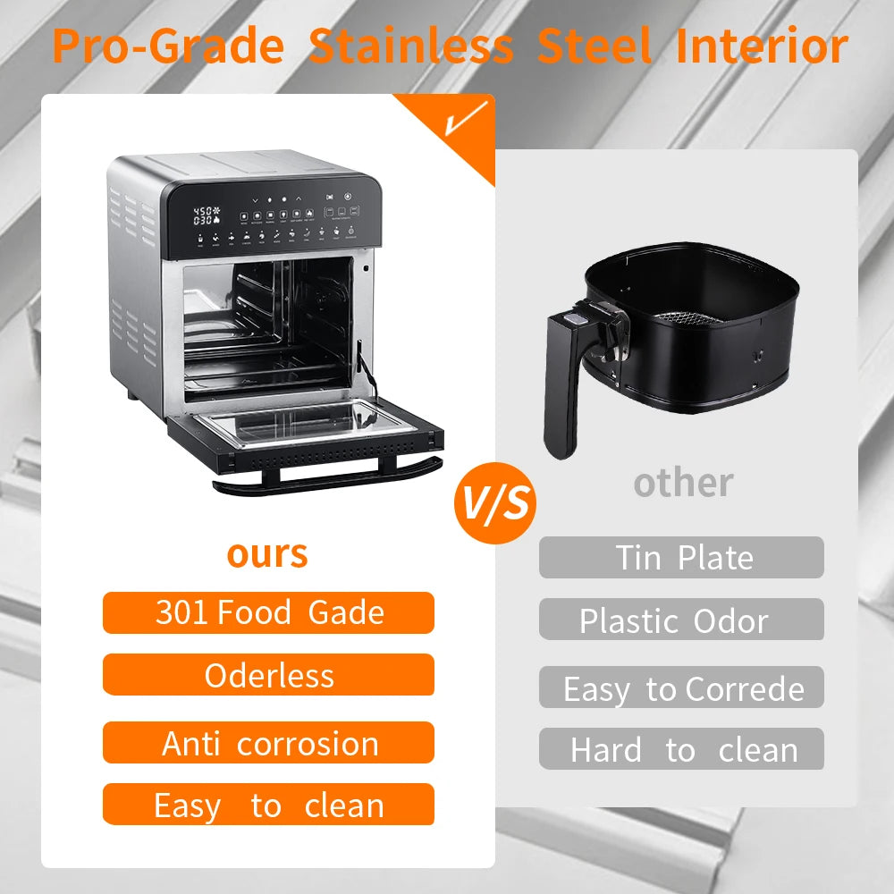 Stainless Steel 11-in-1 Air Fryer Oven 15L 1700W by HitMyNeed