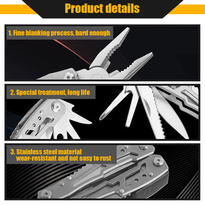 Stainless Steel 14-in-1 Folding Multi-Tool Pliers silver-s by HitMyNeed