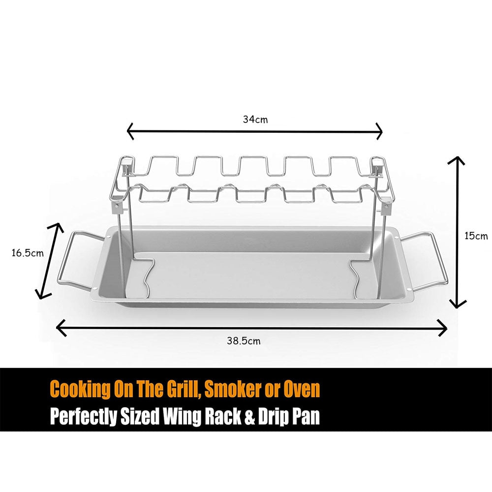 Stainless Steel 14 Slot Chicken Leg Rack with Drip Tray by HitMyNeed