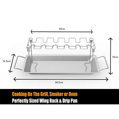 Stainless Steel 14 Slot Chicken Leg Rack with Drip Tray by HitMyNeed