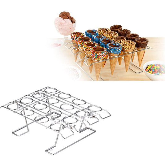 Stainless Steel 16-Hole Ice Cream Cone Holder Rack by HitMyNeed