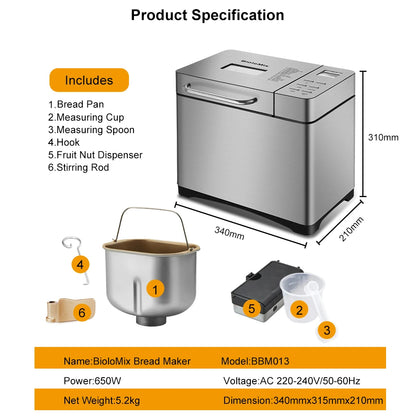 Stainless Steel 19-in-1 Automatic Bread Maker 1kg by HitMyNeed