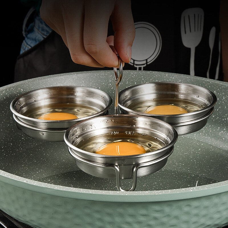 Stainless Steel 3-Cup Egg Poacher with Oil Brush by HitMyNeed