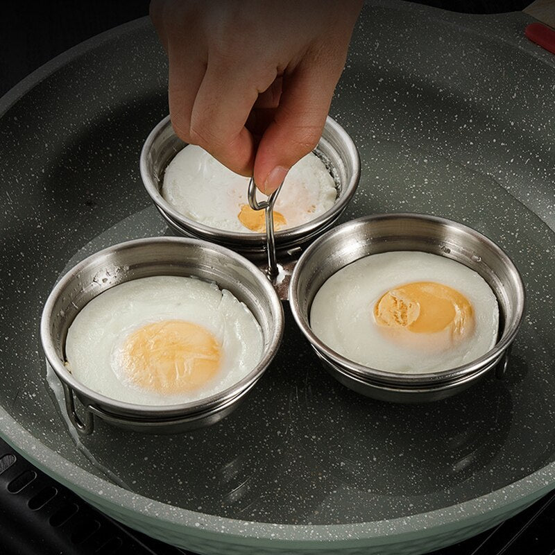 Stainless Steel 3-Cup Egg Poacher with Oil Brush by HitMyNeed