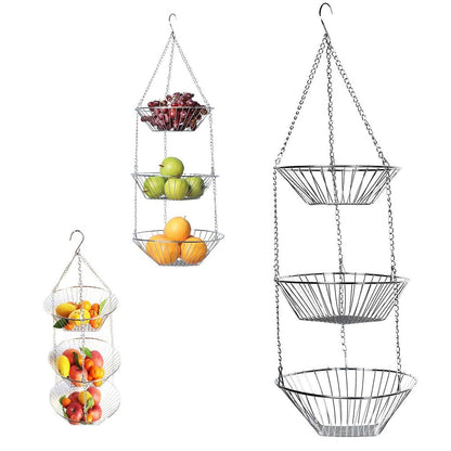 Stainless Steel 3 Tier Hanging Fruit Basket by HitMyNeed