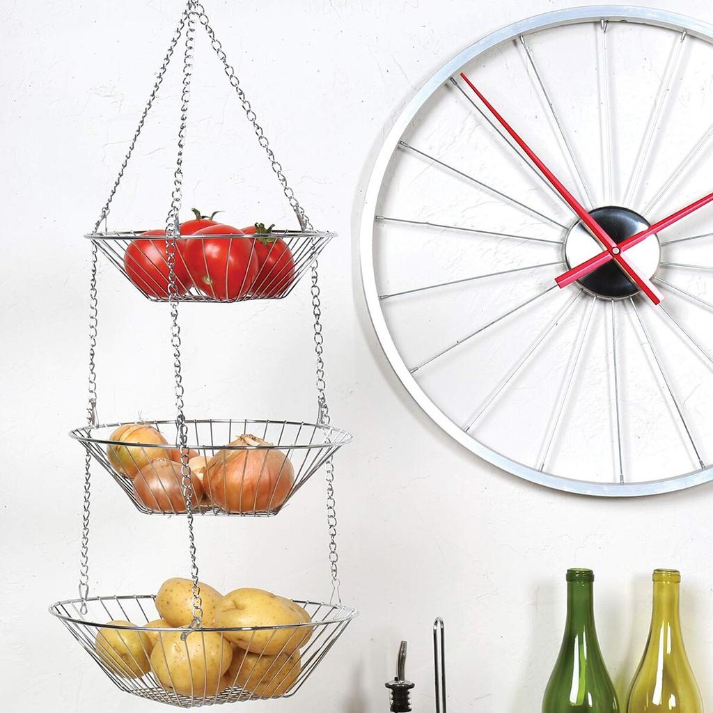 Stainless Steel 3 Tier Hanging Fruit Basket by HitMyNeed