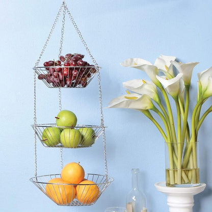 Stainless Steel 3 Tier Hanging Fruit Basket by HitMyNeed