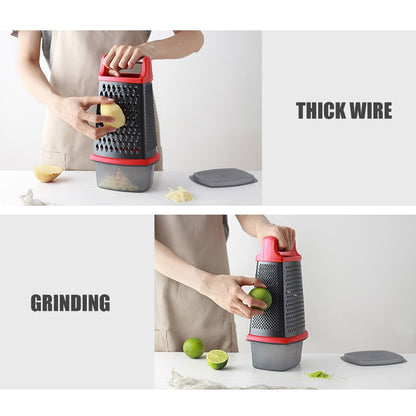 Stainless Steel 4-Sided Box Grater with Non-Slip Base by HitMyNeed