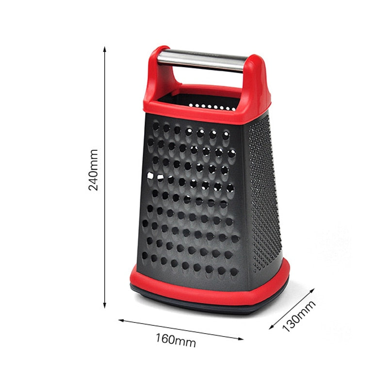 Stainless Steel 4-Sided Box Grater with Non-Slip Base by HitMyNeed