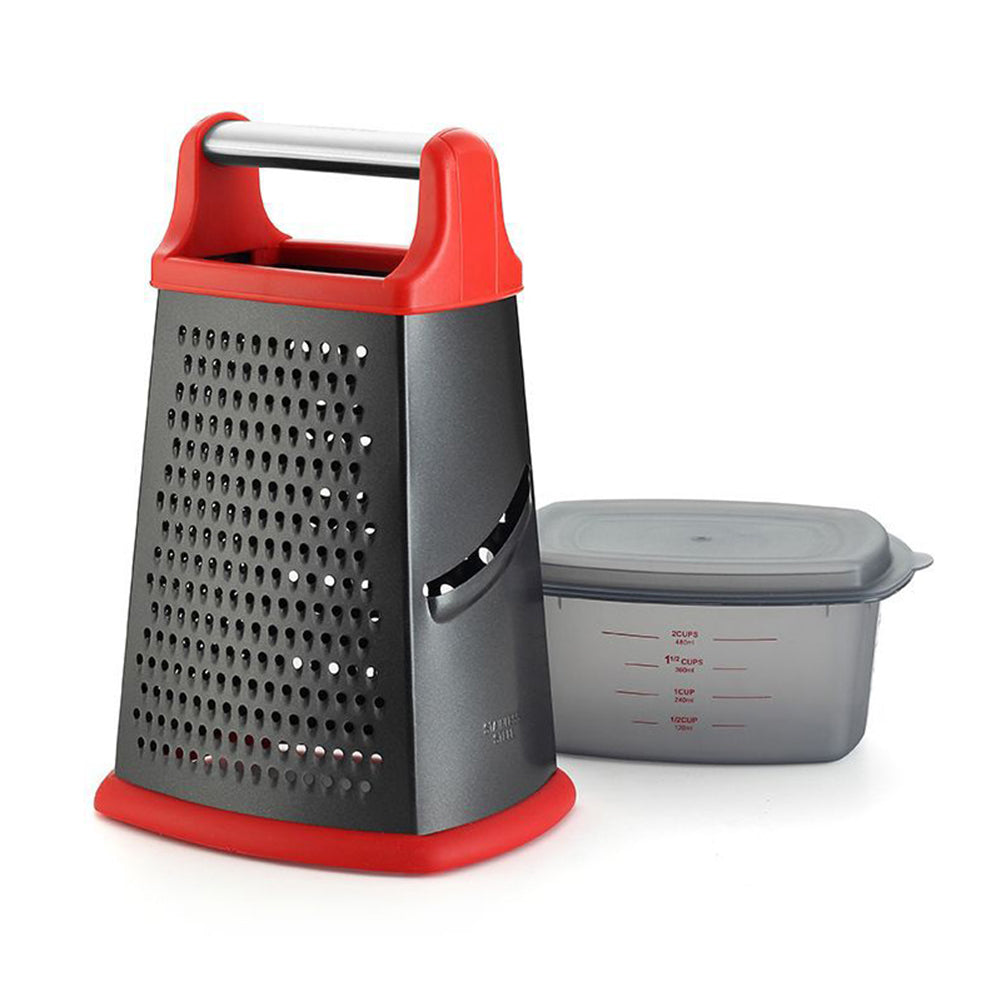 Stainless Steel 4-Sided Box Grater with Non-Slip Base by HitMyNeed