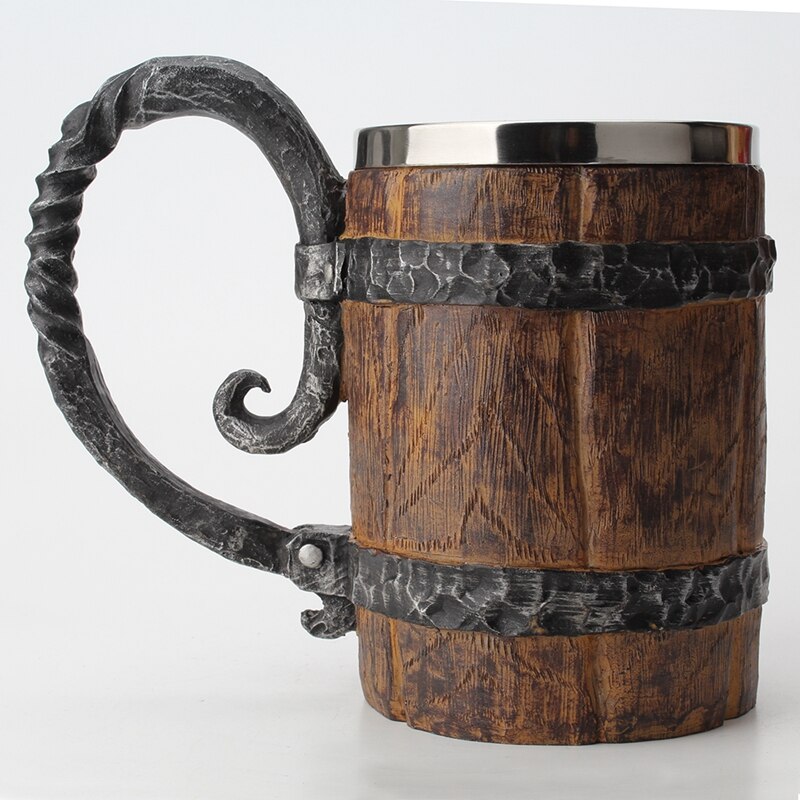 Stainless Steel 650ml Wooden Barrel Beer Mug by HitMyNeed