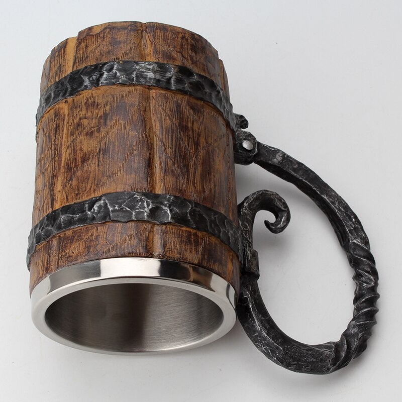 Stainless Steel 650ml Wooden Barrel Beer Mug by HitMyNeed